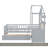 Twin Size House Bed With Sofa, Kids Platform Bed With Two Drawers And Storage Shelf, Gray-1453300658