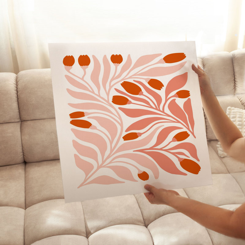 Impression florale moderne sans cadre, H 20 po x l 20 po