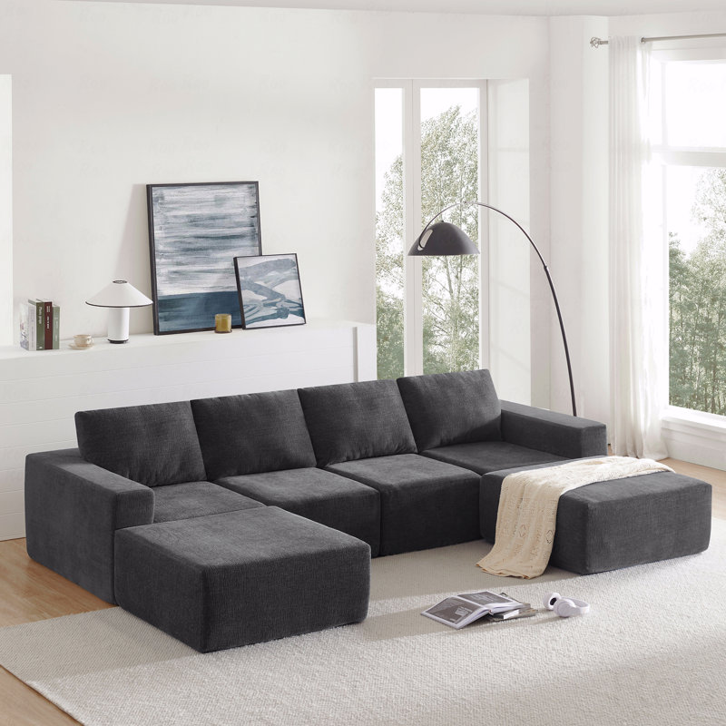 Canapé modulaire Boneless, Gris chenille