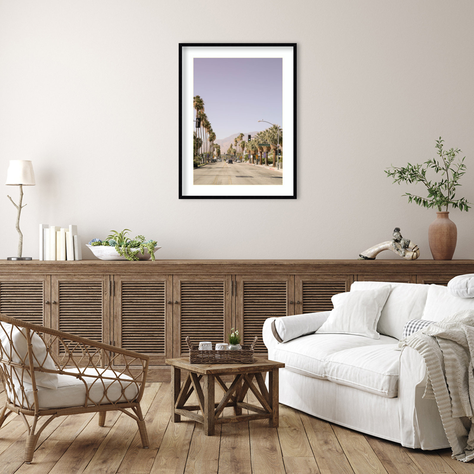 Daisey "Palm Spring Street" Print, Black, 41" H x 31" W