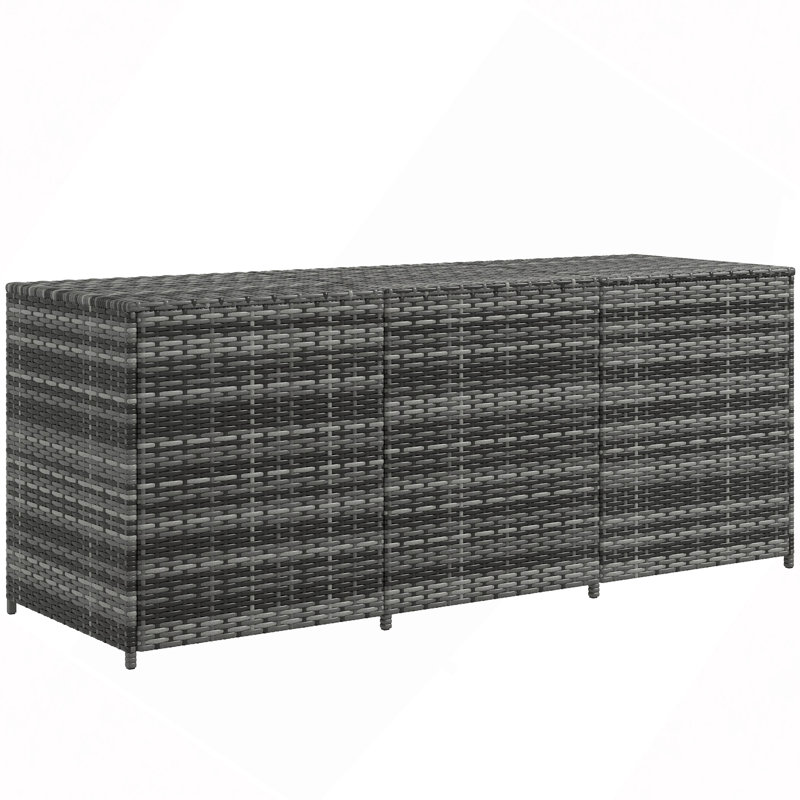175 Gallon Outdoor/Patio Storage Box With Inner Liner, PE Rattan Wicker Deck Box With Pneumatic Bar Lift For Indoor & Outdoor/Patio, Patio Furniture Cushions, Pool Toys, Garden Tools