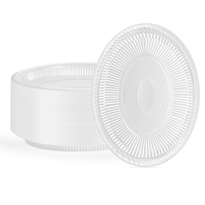 Assiettes ovales en plastique transparent 11,4 pouces - paquet de 50 plateaux de service jetables