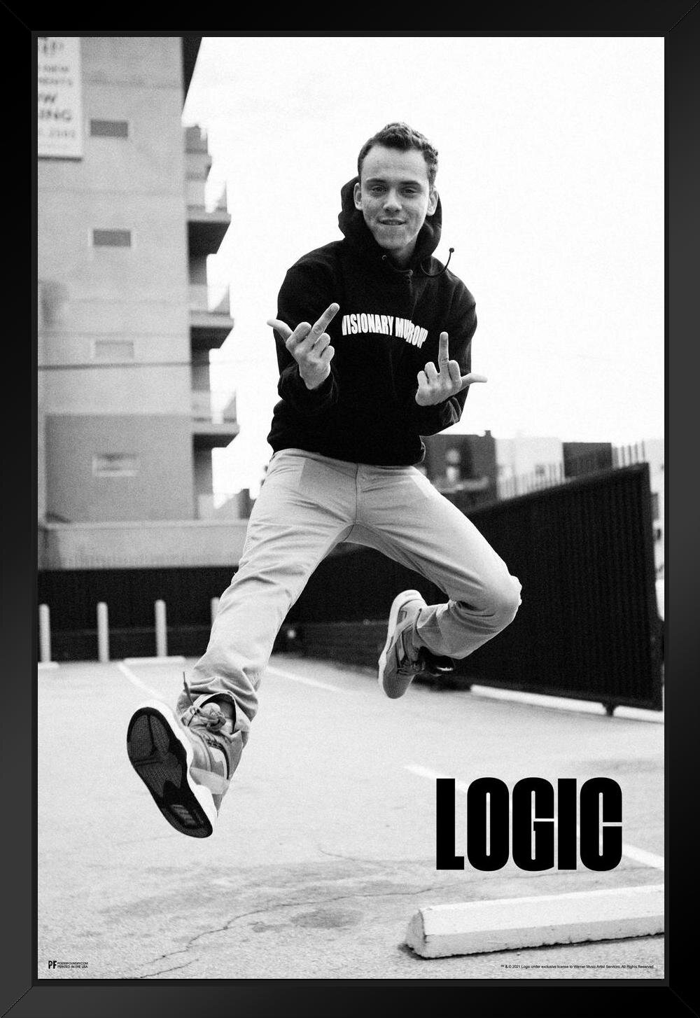 Latitude Run® Logic Merch Middle Fingers Jump Photo Rap Posters Logic  Rapper Merch Logic Merchandise Everybody Young Sinatra No Pressure YSIV  Logic Glasses Bobby Tarantino Black Wood Framed Art Poster 14x20 Framed