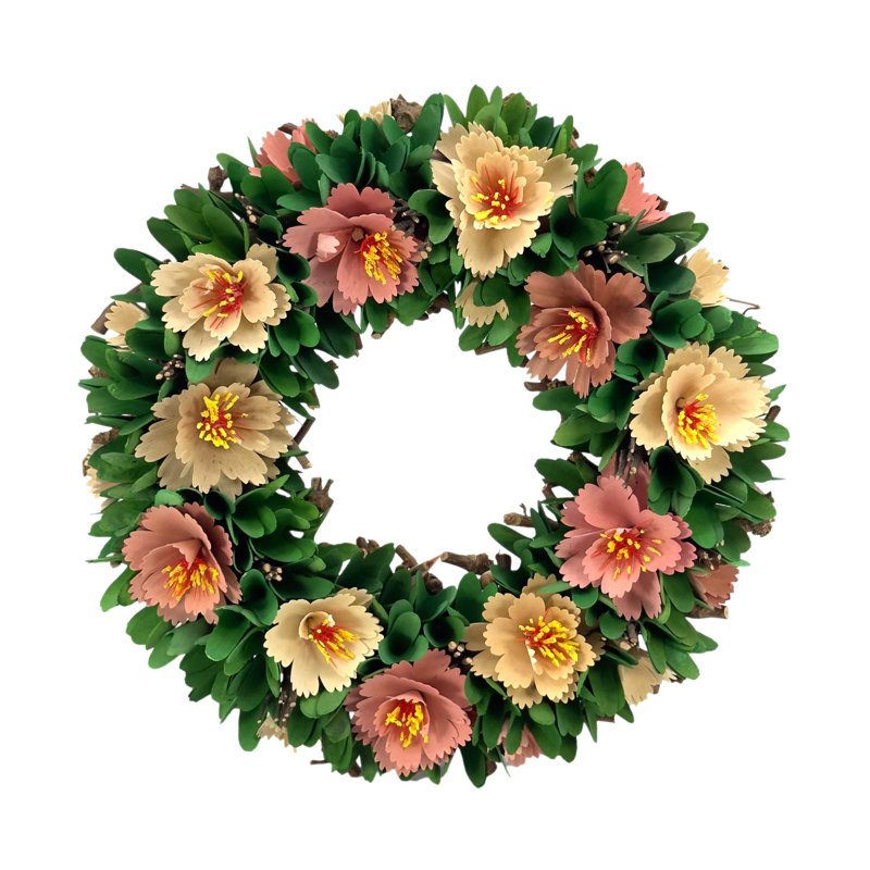 18" Round Woodchip Floral Wreath