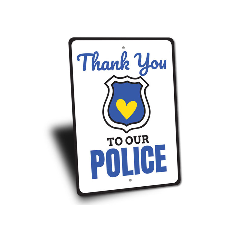 Plaque en aluminium «Police Thank You», H 14 po x l 10 po x P 0,04 po