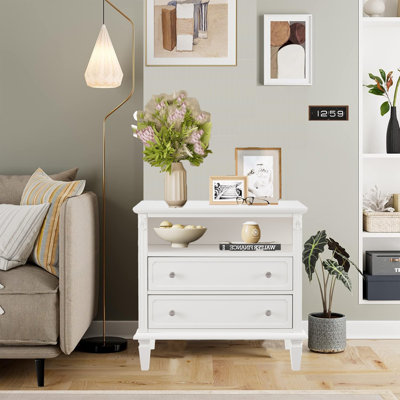 Farmhouse 2 Drawer Dresser With Charging Station For Bedroom, Retro Closet Dressers Chest Of Drawers, Nightstands For Living Room Bedroom by Alcott Hill