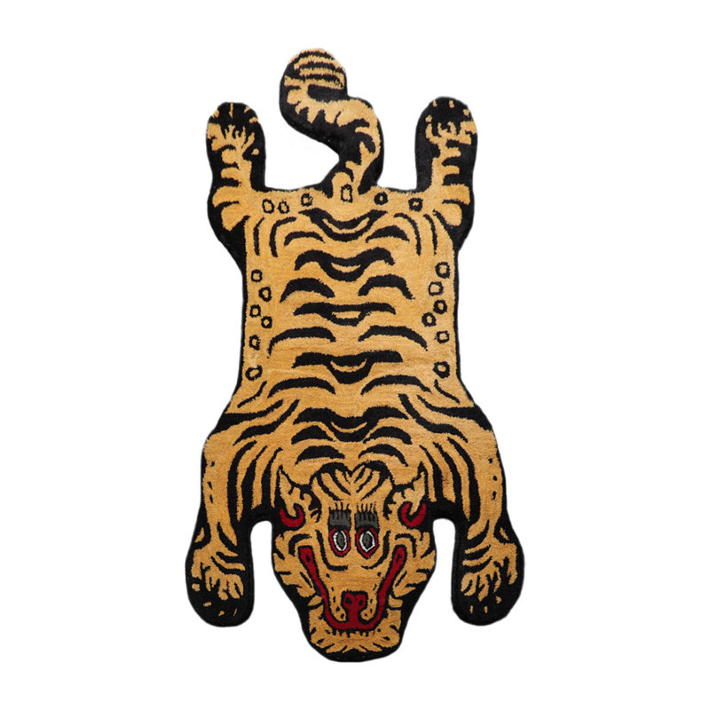 Tapis oriental tigre oriental en laine touffeté à la main 3 po x 5 po Houston