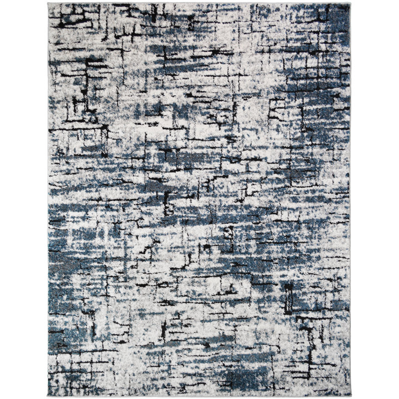 Tapis abstrait bleu Lavanna, Rectangle 5 pi 3 po x 7 pi 3 po