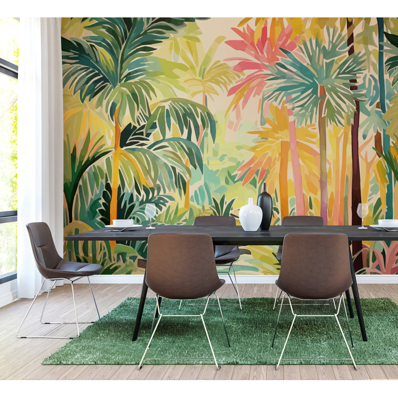 Lark Manor Pretty Palms Matte Roll, 240cm L x 300cm W, Emerald Green Matt