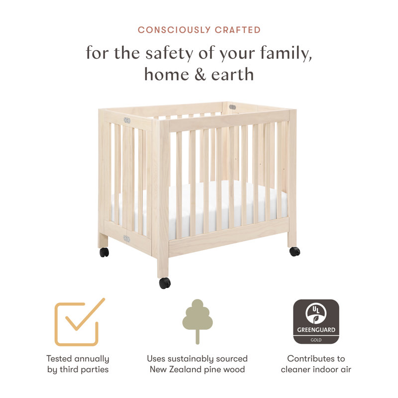 Origami Mini Portable Crib, Washed Natural