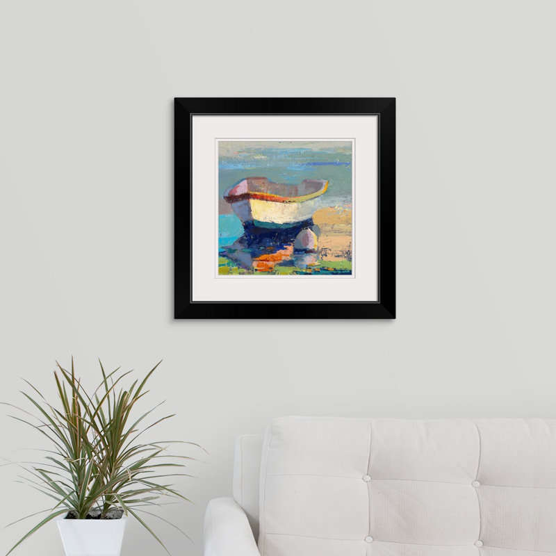 « Carwell Bottle Green Boat » par Beth A. Forst - reproduction d'art, H 32 po x l 32 po, Impression encadrée, Noir