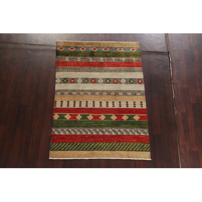 Tapis tribal en laine Gabbeh Kashkoli noué à la main 4 pi 7 po x 6 pi 5 po