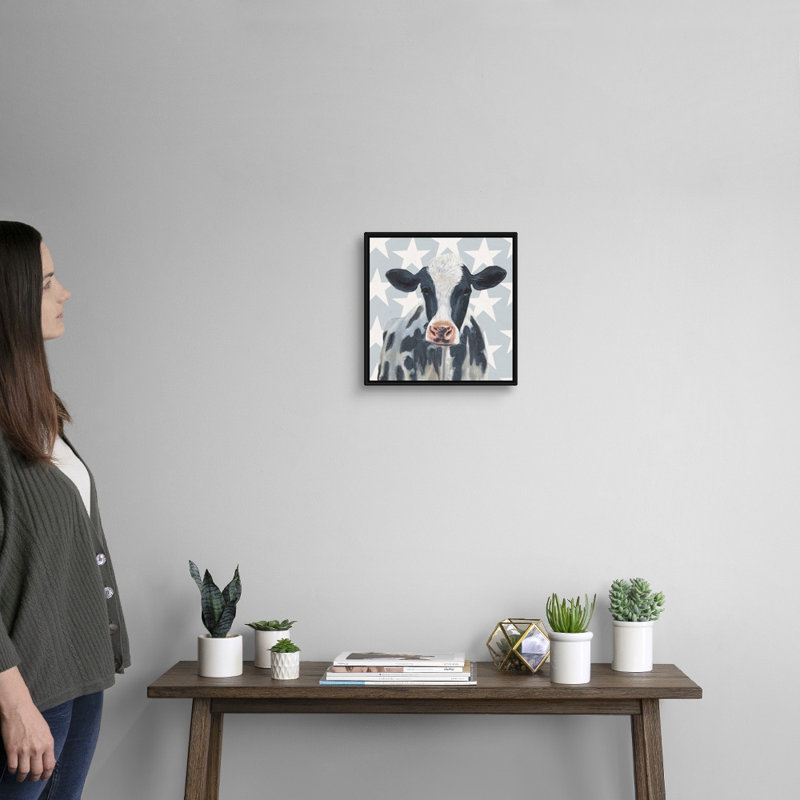«Patriotic Farm II» par Victoria Borges - reproduction d'art sur toile, H 14 po x l 14 po x P 2 po, Toile avec cadre noir
