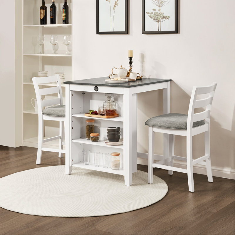 Ensemble de table de salle à manger 36 "pour 2 avec station de charge, Gris