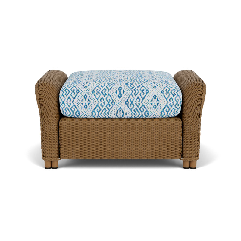 Reflections Outdoor Ottoman, White, Hickory
