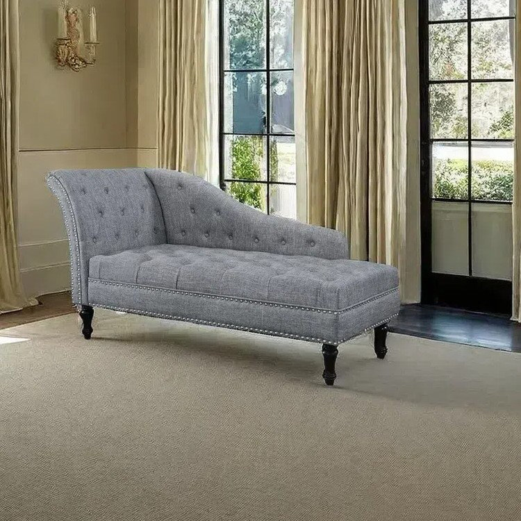 Chaise longue élégante de qualité décontractée, Orienté à gauche (vu de face), Gris, Noir, noir, noir, noir