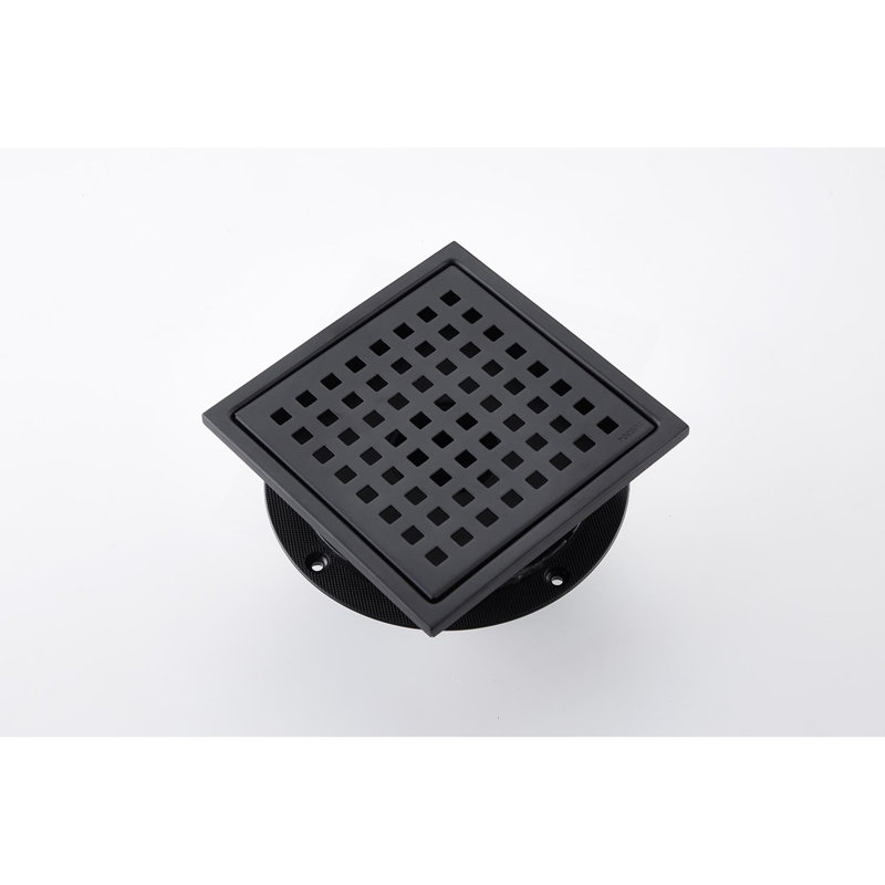 6 Inch Grid Shower Floor Drain, Matte Black