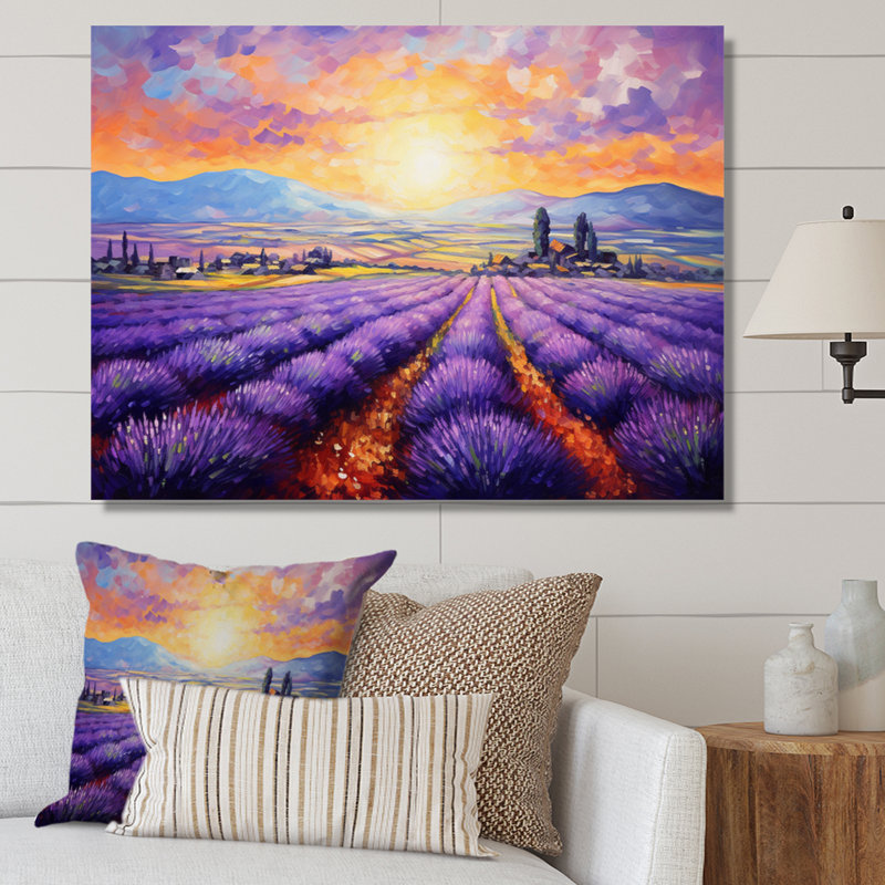 Vangogh Lavender Fields I, encadré sur toile par Vincent Van Gogh, peinture, H 34 po x l 44 po x P 1,5 po, Toile tendue