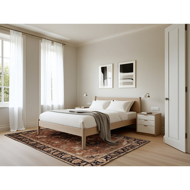 Machine Washable Persian Brown Area Rug, Rectangle 5' x 7'