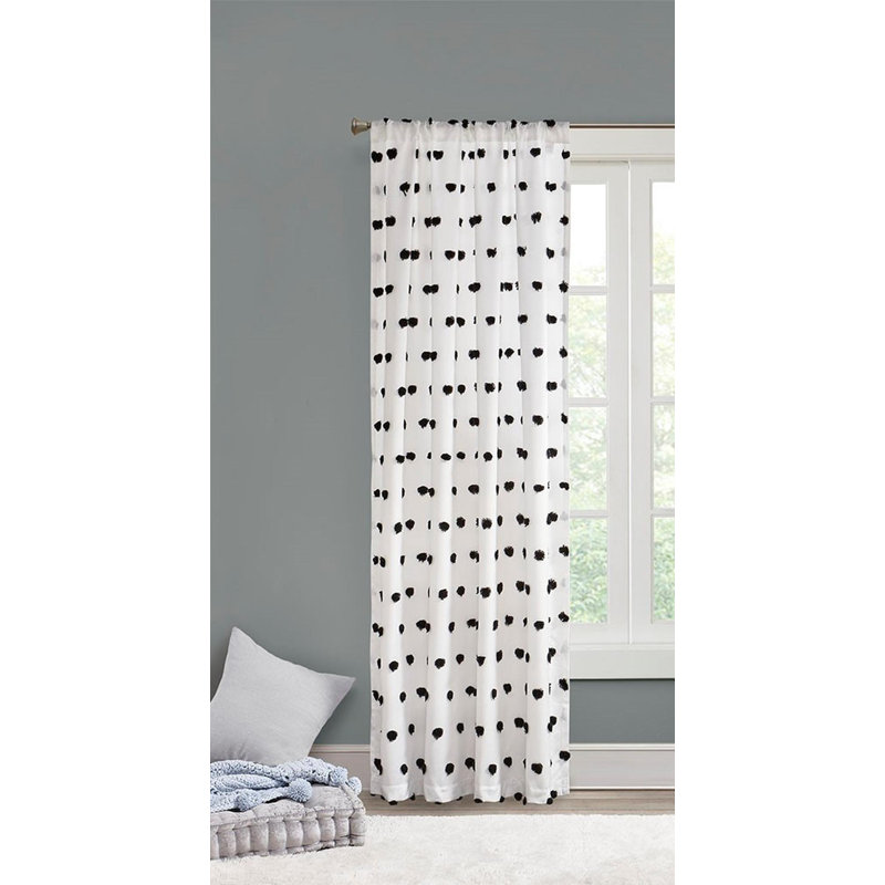 50" Pom Pom Embellished Curtain Panel, 50" W x 63" L
