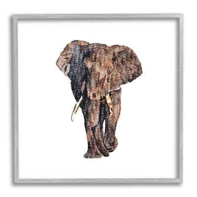 Éléphant de la faune Glam Symbole - impression sans cadre sur panneau de fibres à densité moyenne