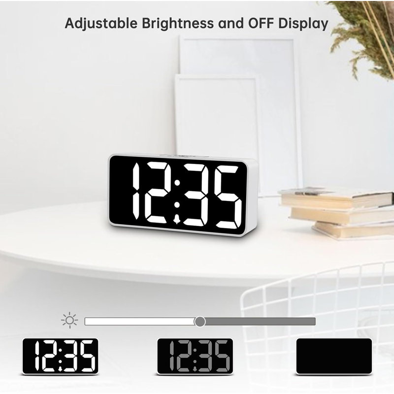 Alarm Clock For Bedroom, Large Big Numbers Display With Brightness Dimmer, Electric Bedside Desk Clock With USB Charging Port