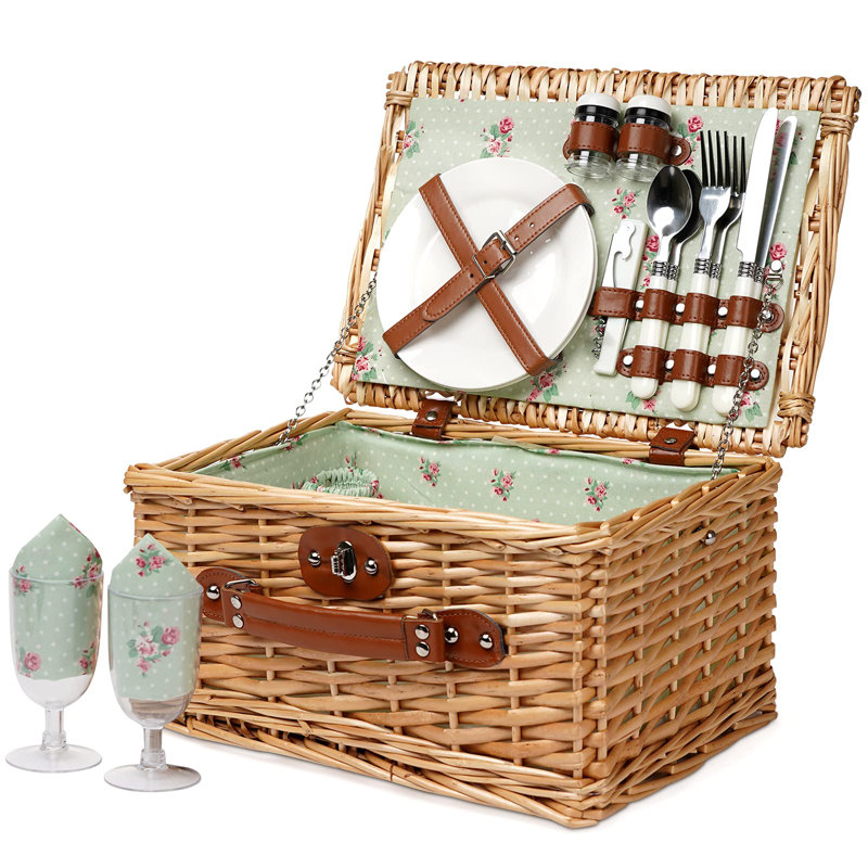 Panier en osier, service pour 2