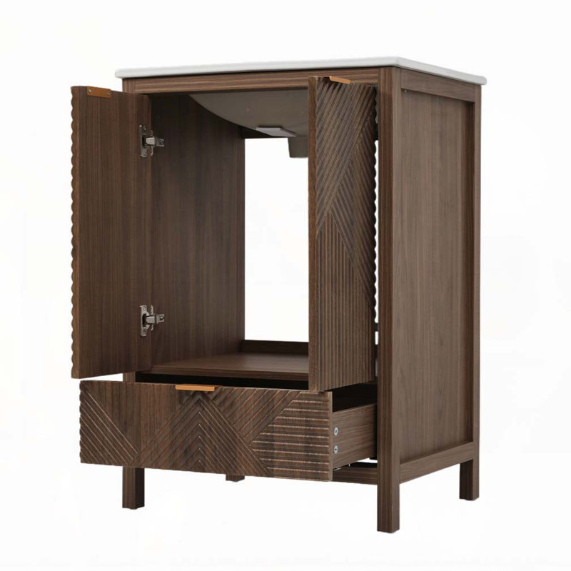 Meuble-lavabo de salle de bain avec lavabo, Brown