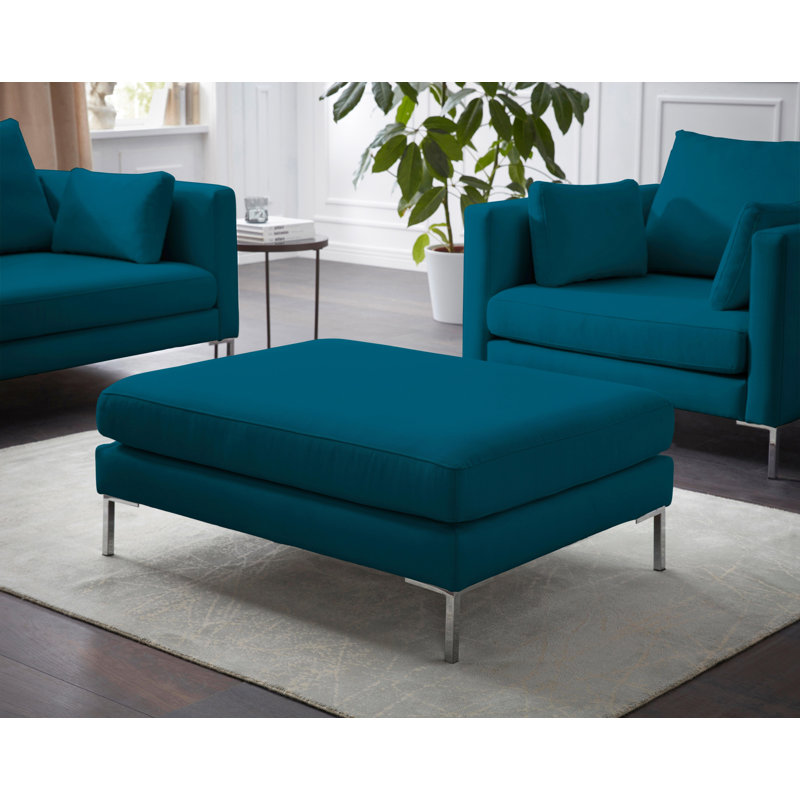 Marius 105cm Wide Ottoman, Turquoise , Flatweave
