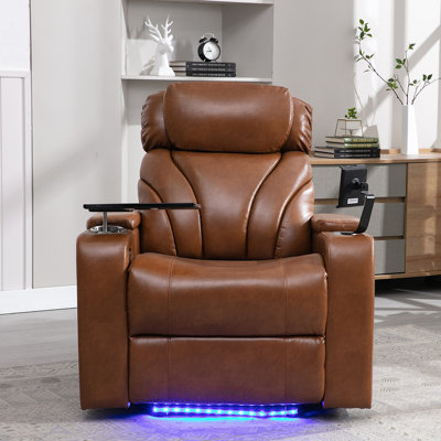 Power Motion Recliner Electric Power Recliner With USB Charging Port, Hidden Arm Storage, Convenient Cup Holder And Bluetooth Speaker,  Light  Brown(Old Sku:SG000800AAS)