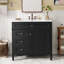 Meuble-lavabo 36 po avec lavabo supérieur, meuble-lavabo moderne avec 2 tiroirs et tiroir escamotable, meuble-lavabo simple