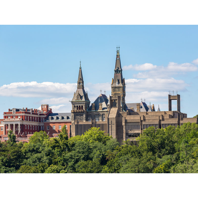 Georgetown University In Washington Dc Print by Steven Heap, Black Framed Canvas, 25" H x 33" W