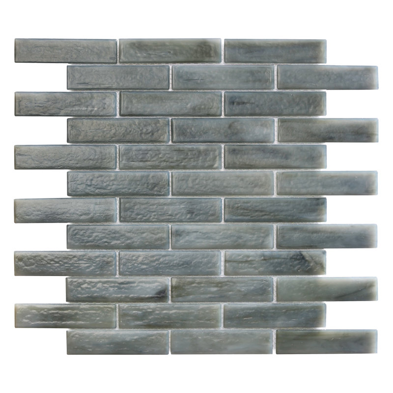Carrelage mural mosaïque en verre irisé 1 "x 4", Gris orageux