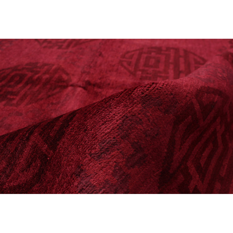 Tapis de bois one-of-kind à la main-noué la 2010 jaipur rouge foncé 6 pi x 8 pi Roughton