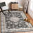 Large Dining Room Rugs 10x13 Medallion Accent Carpet with Non Slip Backing, Non Shedding Traditional Indoor Mats, Machine Washable Thin Floor Cover for Bedroom, Kitchen-652331940-652331960