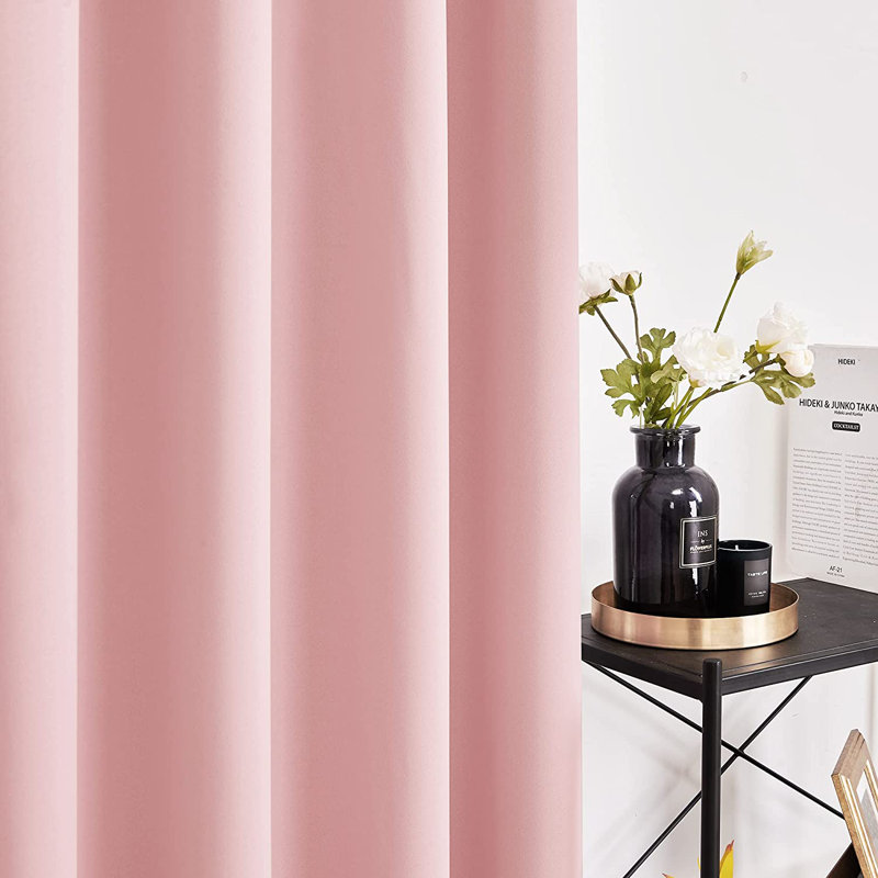 Harue Curtain Pair, 52" W x 72" L, Coral Pink
