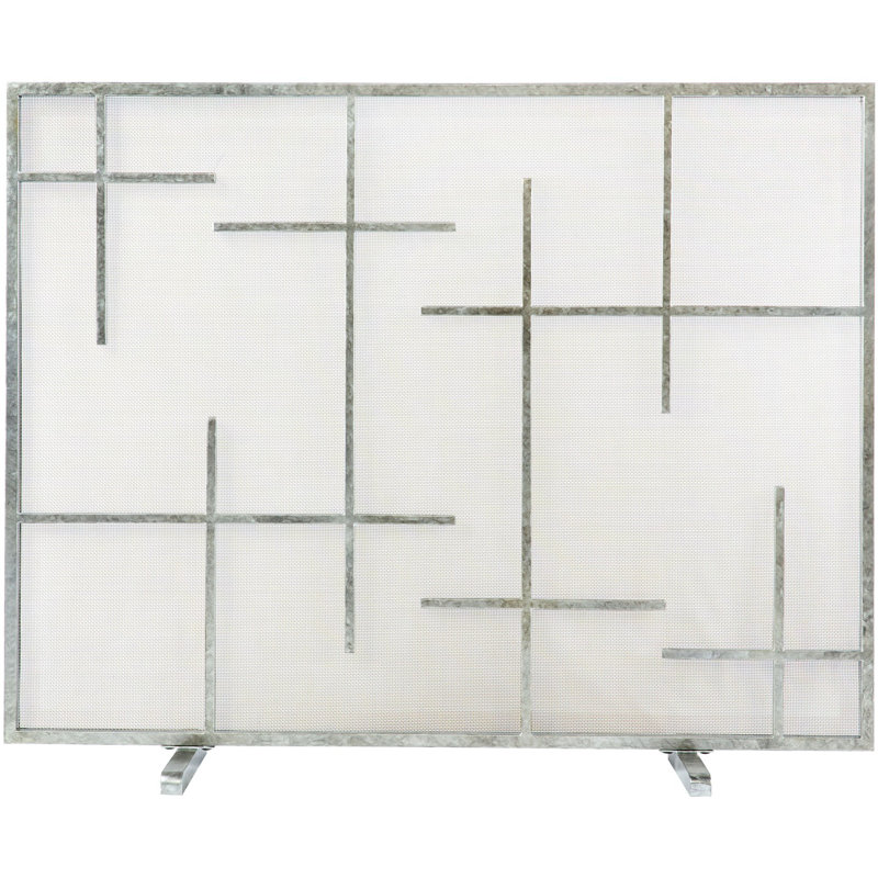 Boston Steel Fireplace Screen, Royal Silver