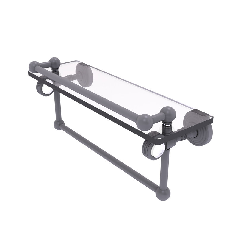 Support à tablette avec barre à serviettes Jarrell, H 5,5 po x l 16 po x P 6,8 po, Gris mat
