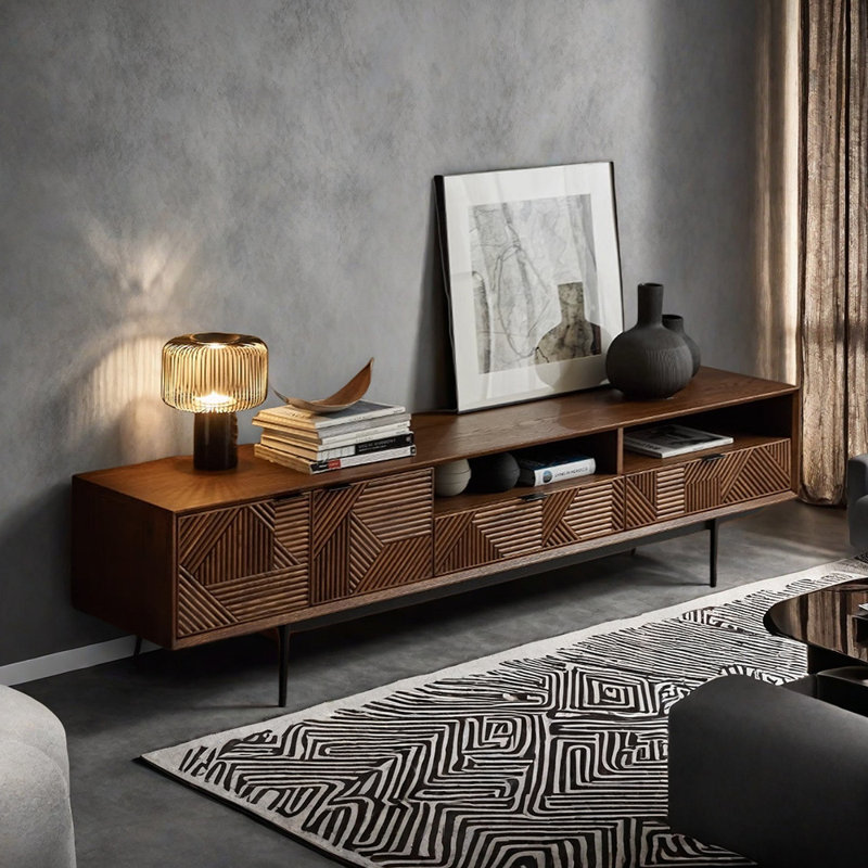 Meuble télé de style rétro Wabi-sabi, H 20,07 po x l 78,74 po x P 15,74 po