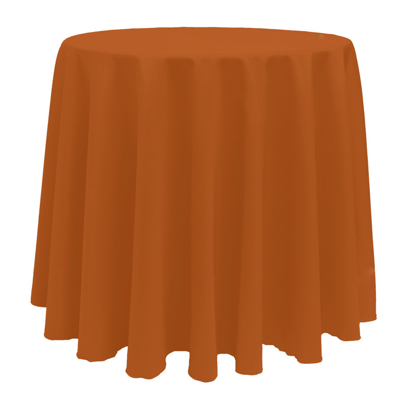 10 Pack Round Polyester Linen Tablecloth, 120" x 120", Burnt Orange
