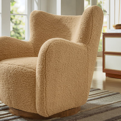Fauteuil d'appoint pivotant en sherpa à oreilles Montrose