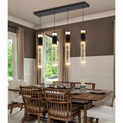 4-Light Modern Rectangular Dimmable Led Crystal Chandelier