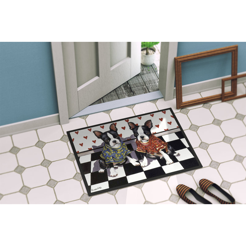 Tapis intérieur ou extérieur Westie A Winter's Night 24X36 PPP3276JMAT_Dog, Boston Terrier « Puppy Love »