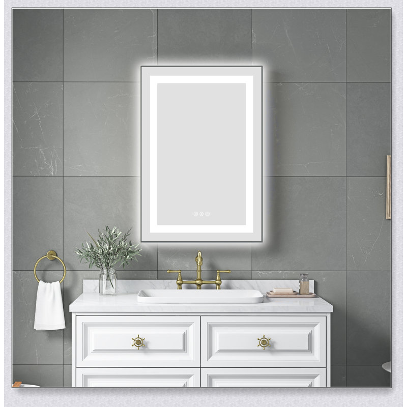 Miroir de salle de bain DEL, Blanc, Verticale, 20 po x 32 po