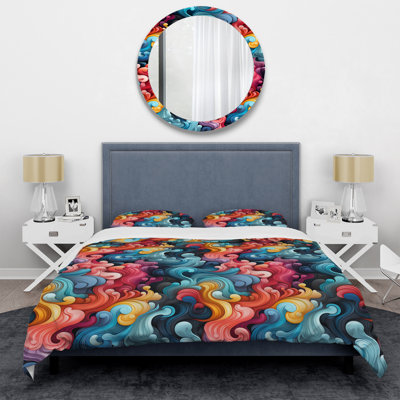 Multicolor Artistic Eclectic Storm - Ensemble de housse de couette éclectique
