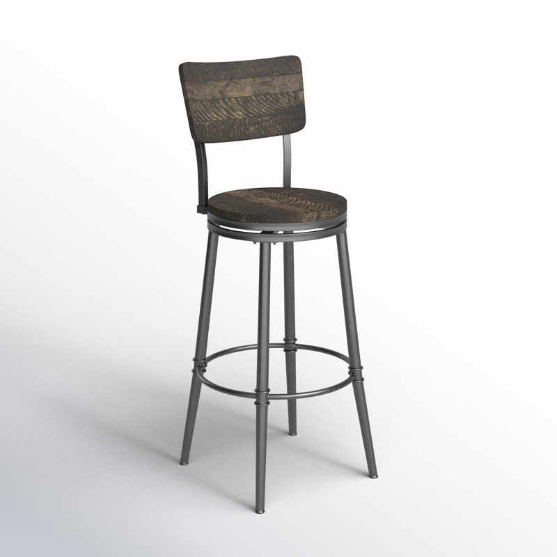 Tabouret de comptoir et de bar Birdsall, Gris patiné, Tabouret de bar (siège d'une hauteur de 30 po)