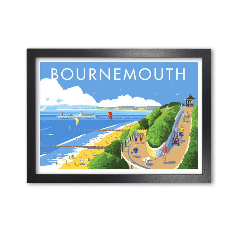 Bournemouth by Stephen Millership - Print, 59.4 cm H x 84.1 cm W x 5 cm D, Black