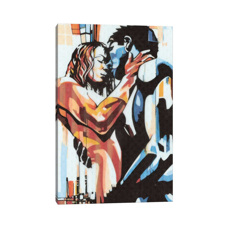 Colourful Embrace I by Fernan Mora - Painting on Canvas, Wrapped Canvas, 20.32 cm H x 30.48 cm W