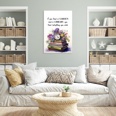 If You Have A Garden And A Library - 1 pièce, impression d'art graphique rectangulaire sur toile tendue