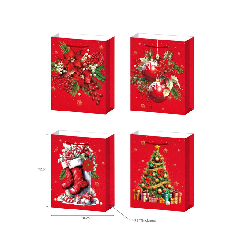 Ensemble de 12 sacs-cadeaux de Noël (assortis) (moyen)